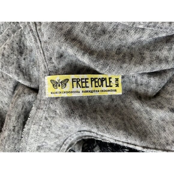 Free People Gray Linen Blend Tank Top Size M Shirt Fringe A7 - Picture 5 of 6